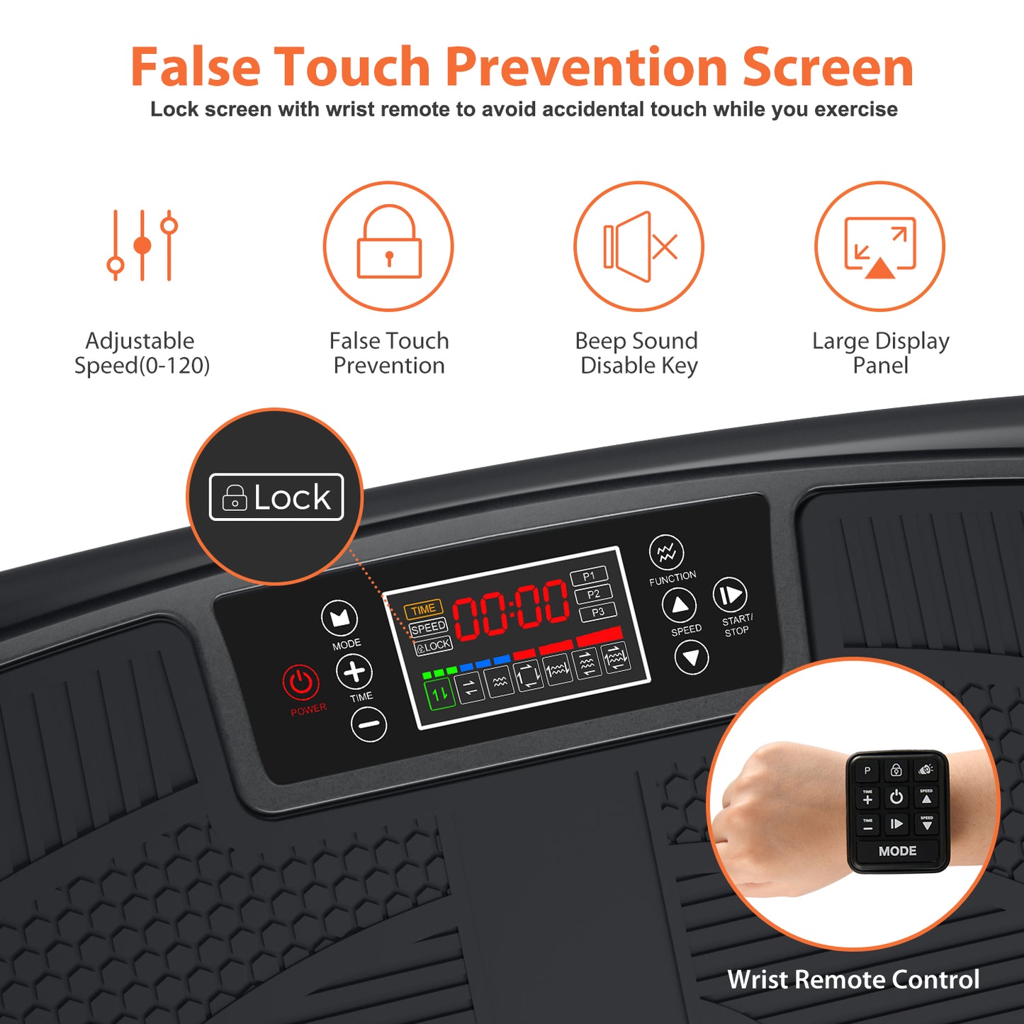 4D Curved Surface Triple Motor Vibration Platform Plate Whole Body Vibration Machine with Anti-slip Mat and Wrist Remote Control