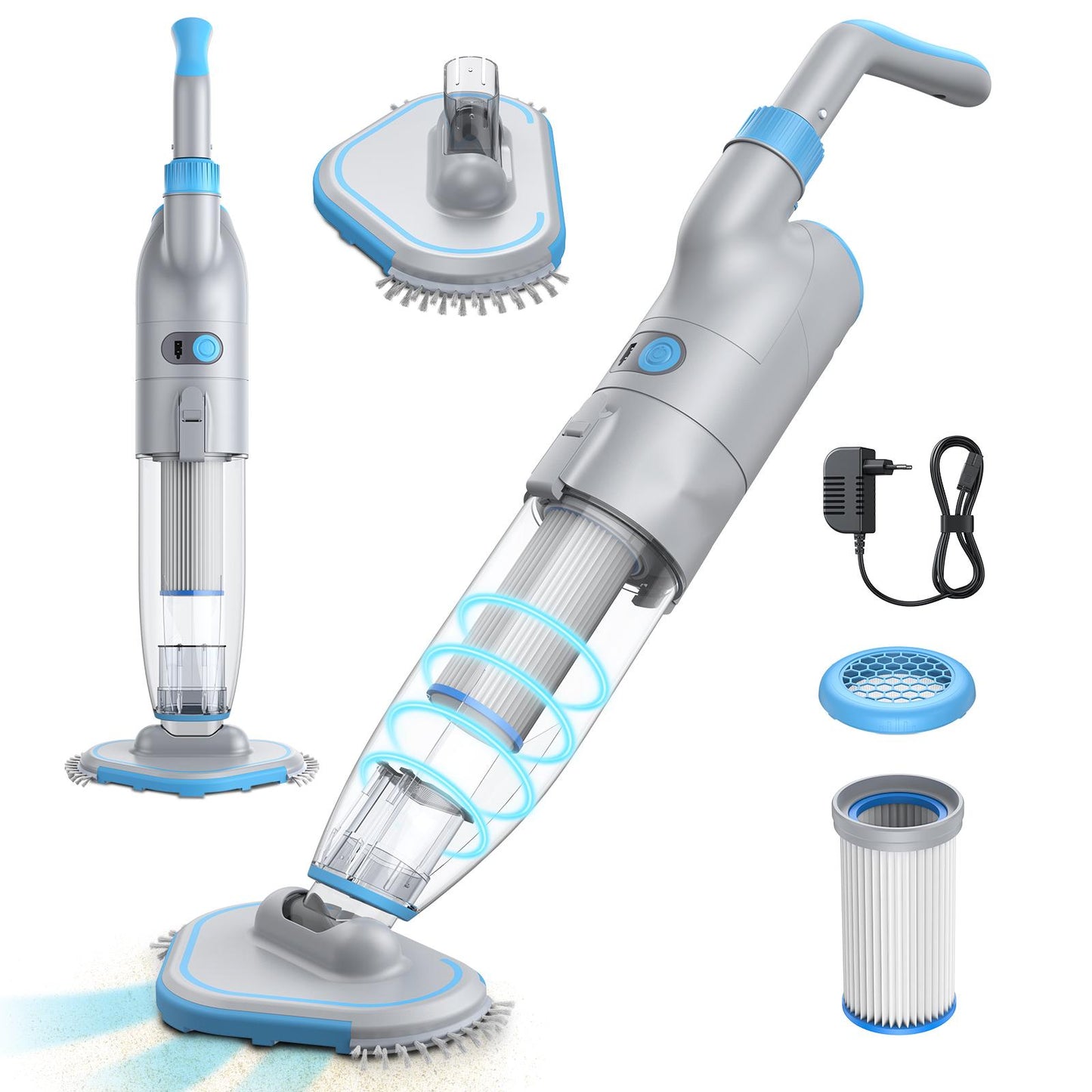 OXYGIE Handheld Pool Vacuum for Swimming Pool Cleaning, Adjustable Speed Mode, Telescopic Rod Pool Blaster