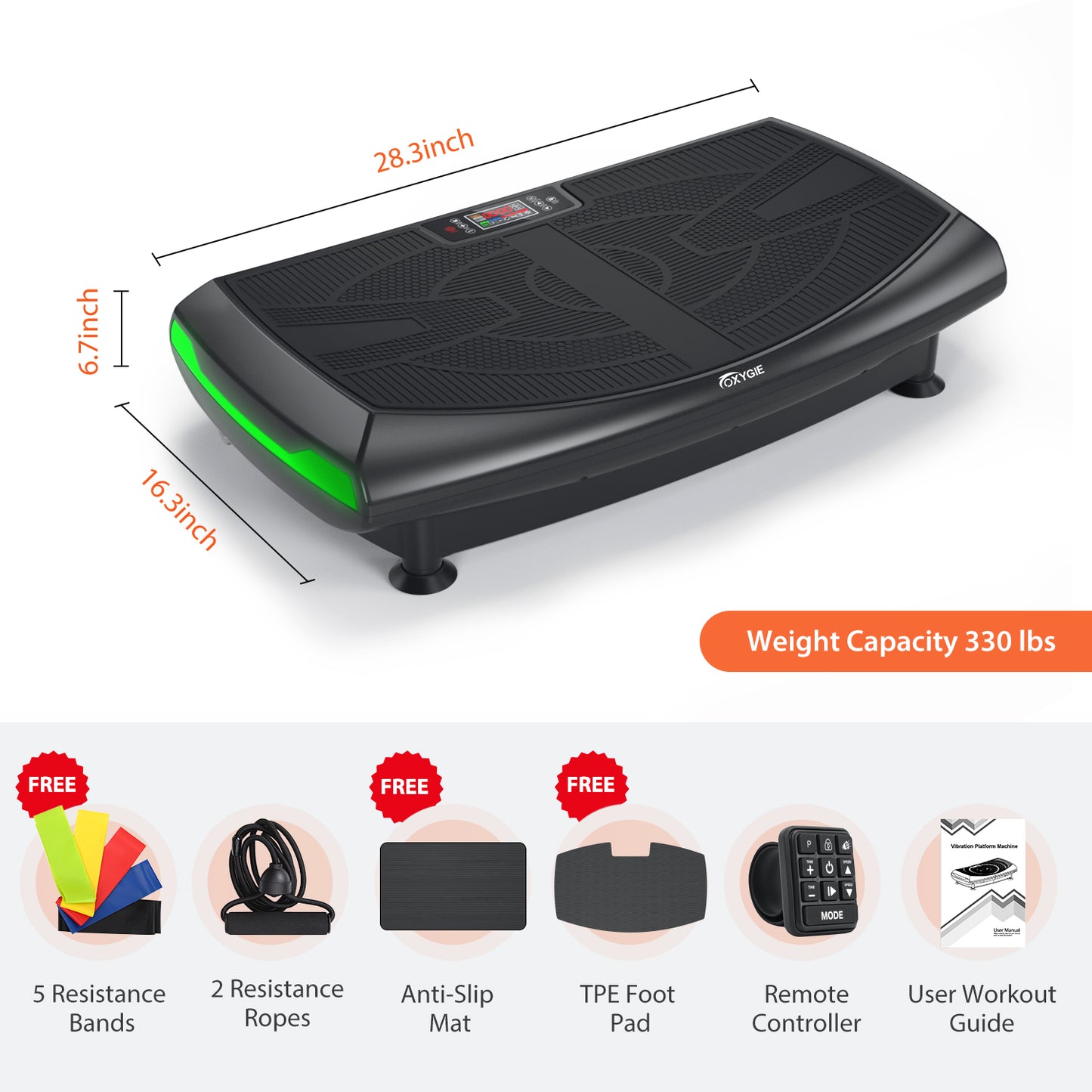 4D Curved Surface Triple Motor Vibration Platform Plate Whole Body Vibration Machine with Anti-slip Mat and Wrist Remote Control