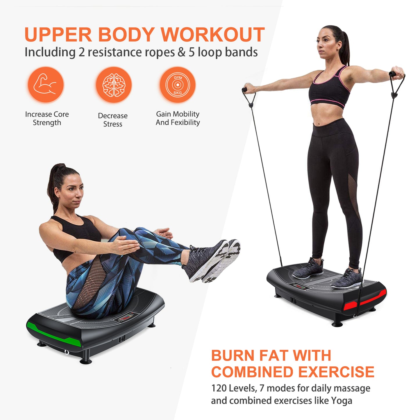 4D Curved Surface Triple Motor Vibration Platform Plate Whole Body Vibration Machine with Anti-slip Mat and Wrist Remote Control