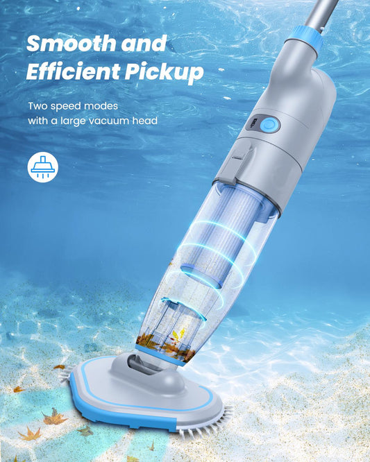 OXYGIE Handheld Pool Vacuum for Swimming Pool Cleaning, Adjustable Speed Mode, Telescopic Rod Pool Blaster