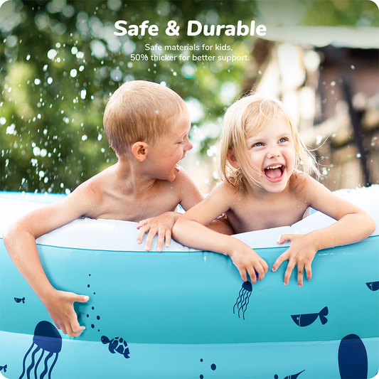 Inflatable Swimming Pool, 122" X 71" X 20" Full-Sized Family Blow up Pool for Kids, Adults, Inflatable above Ground Pool with Seat and Backrest