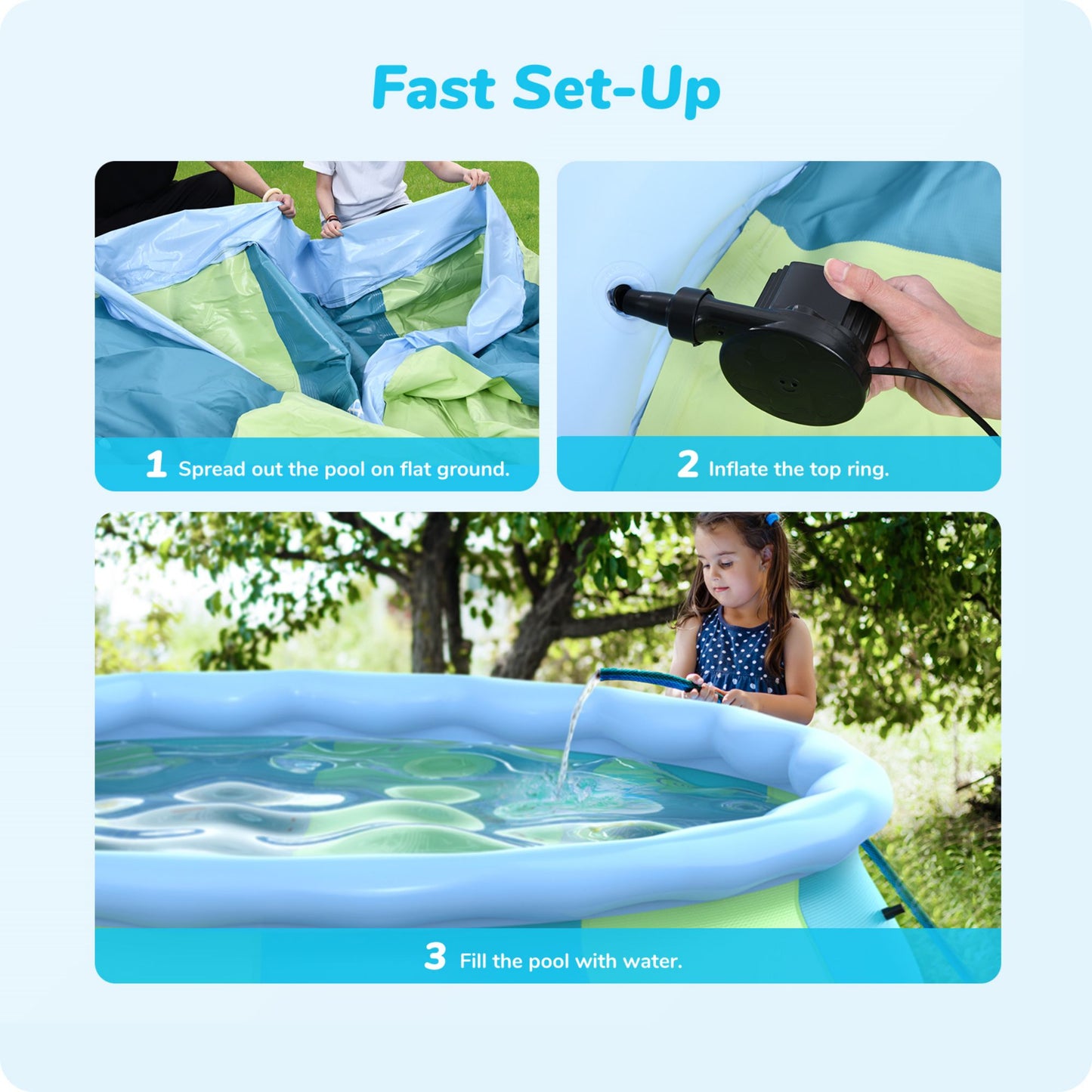 12 ft Family Easy Set Above Ground Pool with 1000 GPH Filter Pump, Ages 6+, Unisex