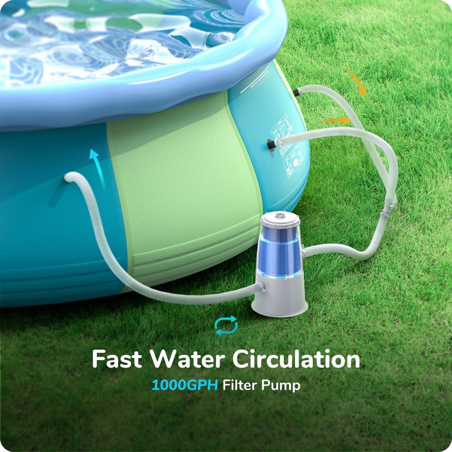 12 ft Family Easy Set Above Ground Pool with 1000 GPH Filter Pump, Ages 6+, Unisex