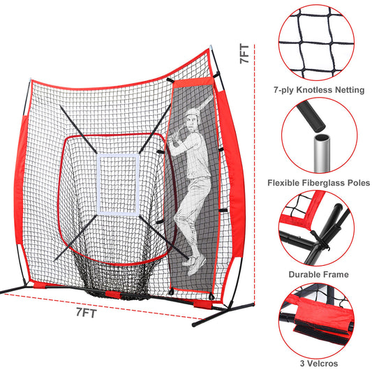 7' x 7' Baseball & Softball Practice Net Set