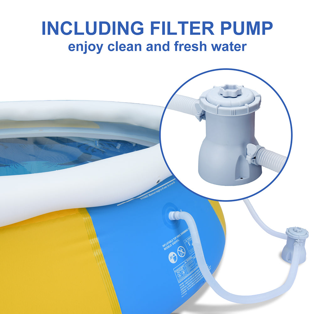 Inflatable Above Ground Pool with Filter Pump, KLOKICK 8ft Family Swimming Pool for Backyard, Top Ring Swimming Pool for Adults & Kids (30in Height)