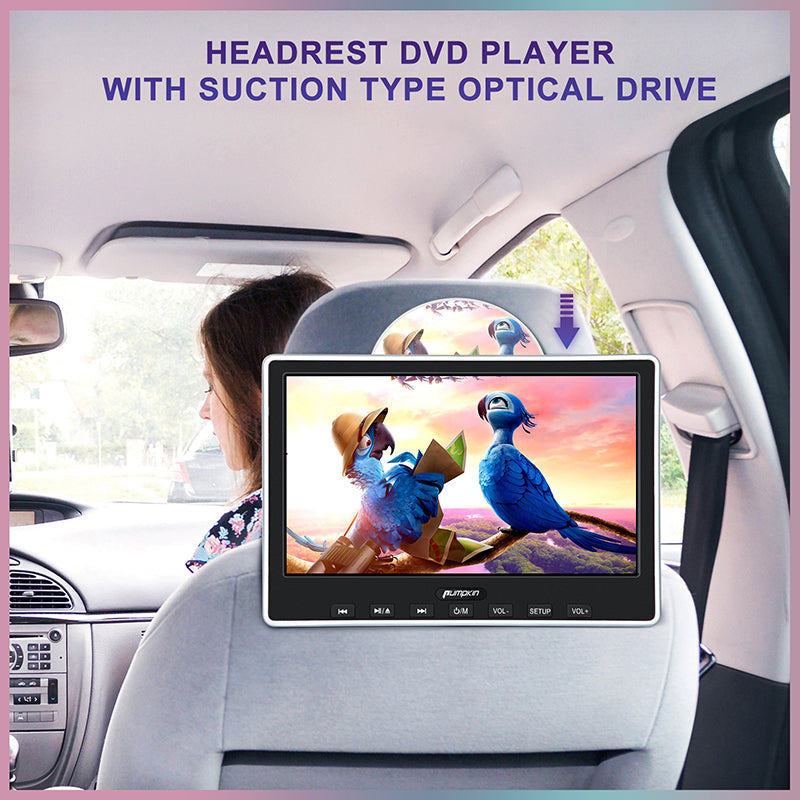 10.1" Car Headrest DVD Player with HDMI Input and Remote Control, Headrest Mount Holder, Region Free, Last Memory Function