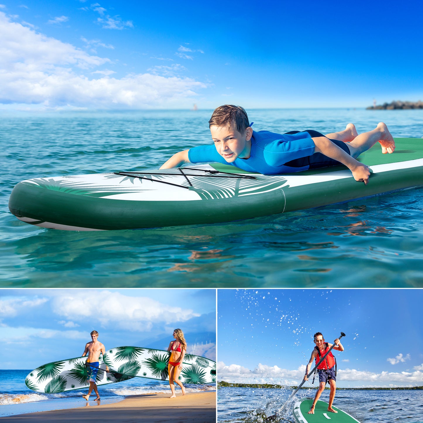 Inflatable Stand Up Paddle Board Green Leaves