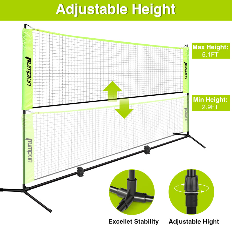 Volleyball & Badminton 17 ft Durable Combo Set with Adjustable Aluminum Pole