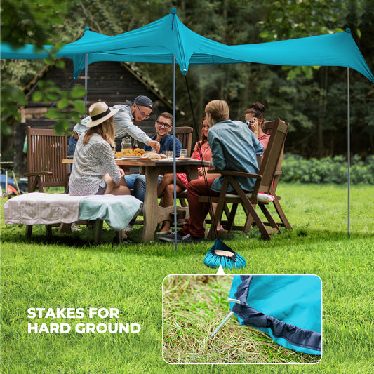 OXYGIE 10x10 ft Beach Canopy with 6 sandbags, Stable pop up tent for Outdoor, Blue