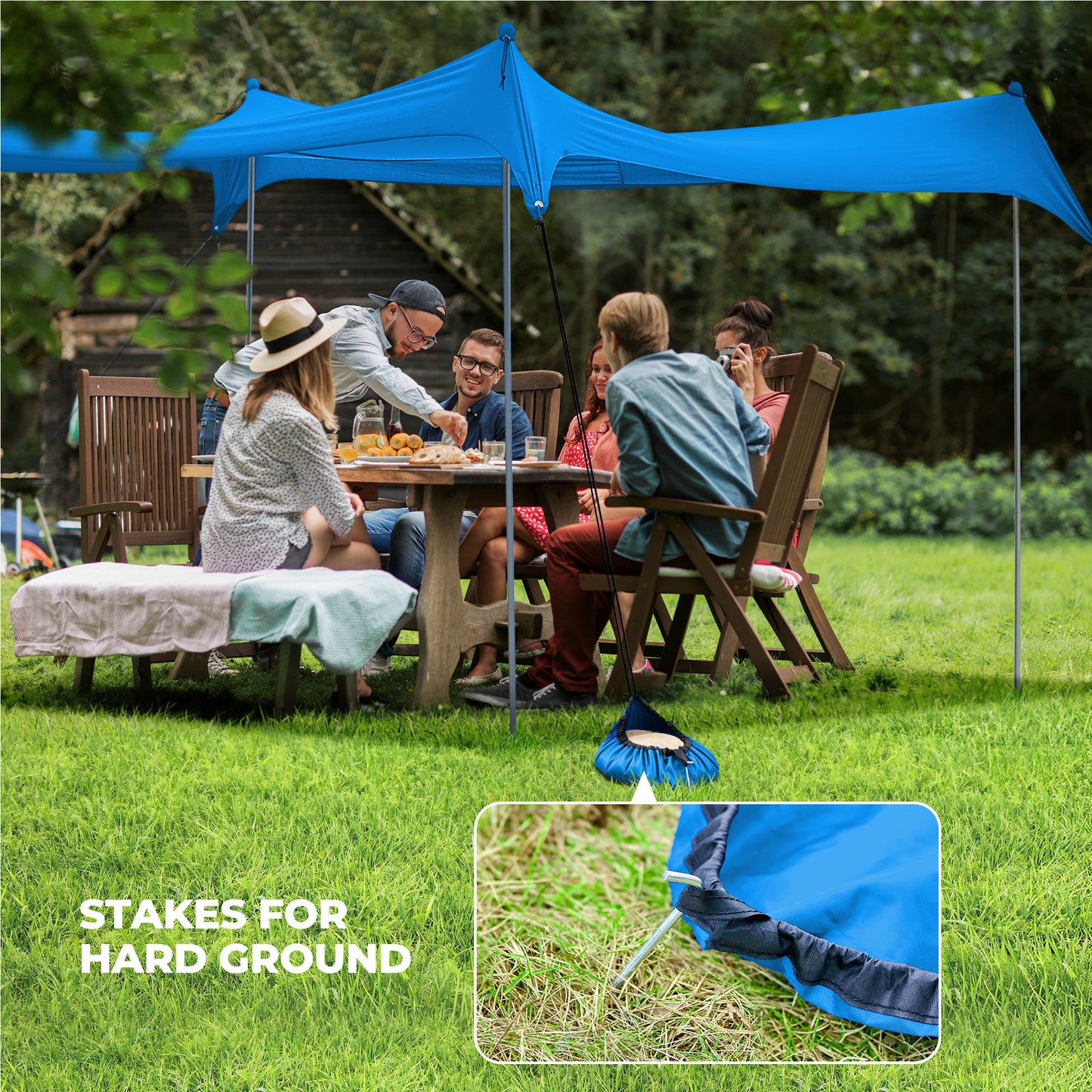 OXYGIE 10x10 ft Beach Canopy with 6 Sandbags, Stable Pop up Tent for Outdoor, Royal Blue