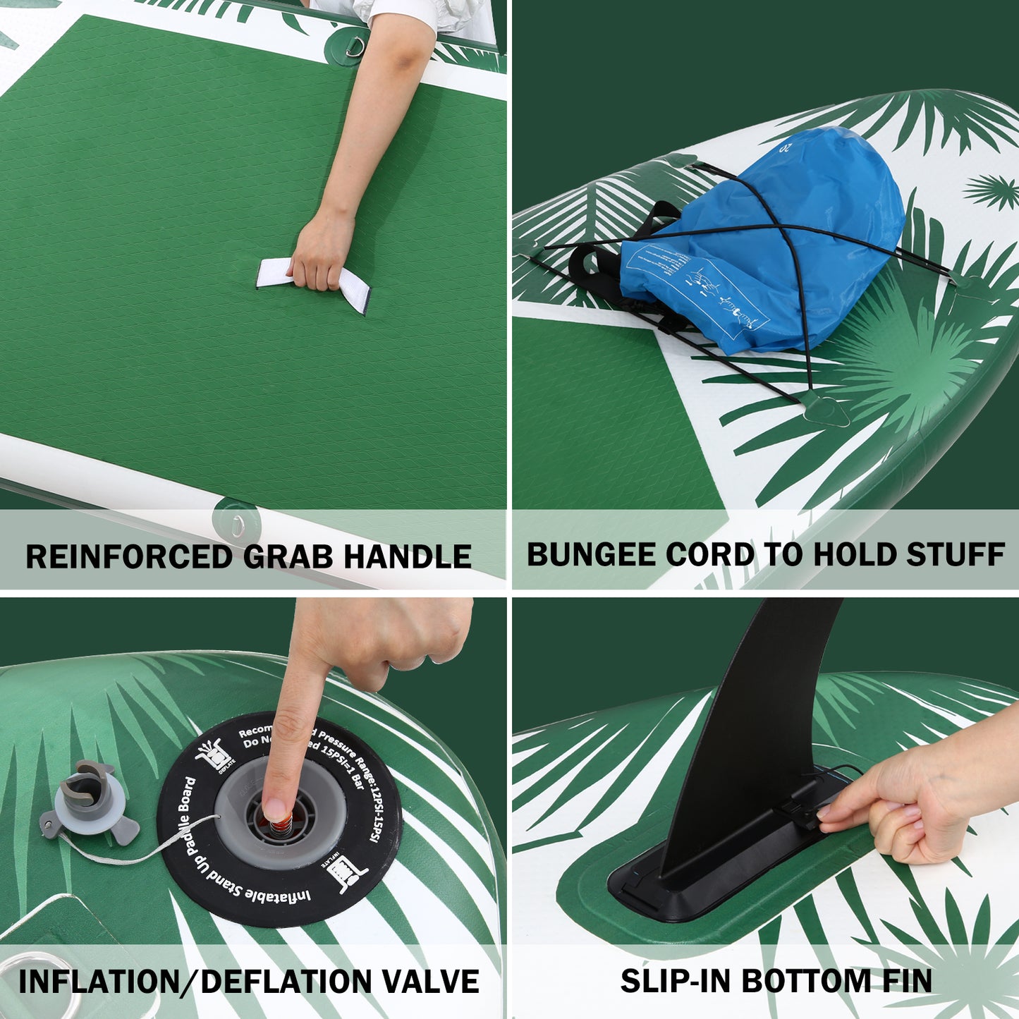 Inflatable Paddle Board, SUP with Air Pump, Repair Kit, Bag, Green (11 x 32 x 6 in)