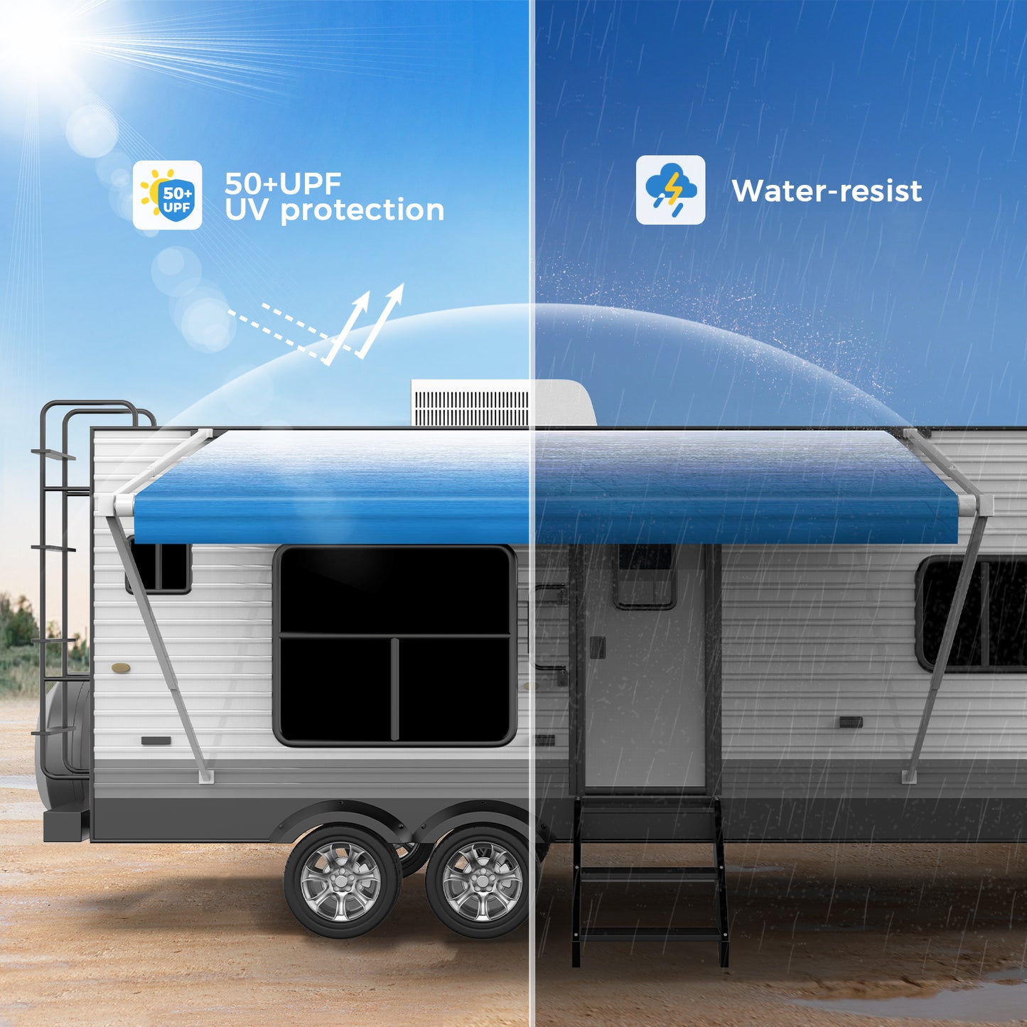 OXYGIE 14 x 8.5 ft RV Awning Blue