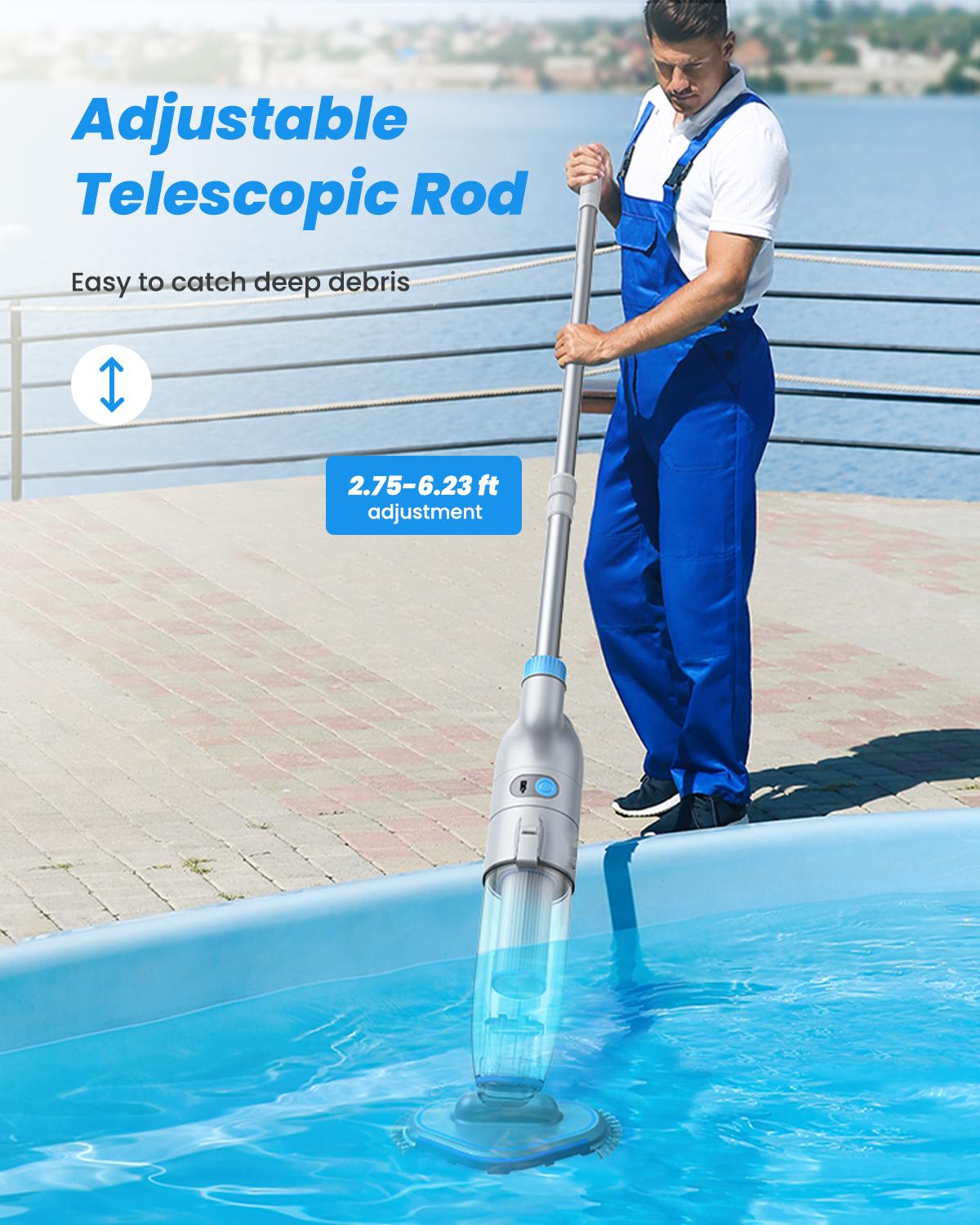 OXYGIE Handheld Pool Vacuum for Swimming Pool Cleaning, Adjustable Speed Mode, Telescopic Rod Pool Blaster