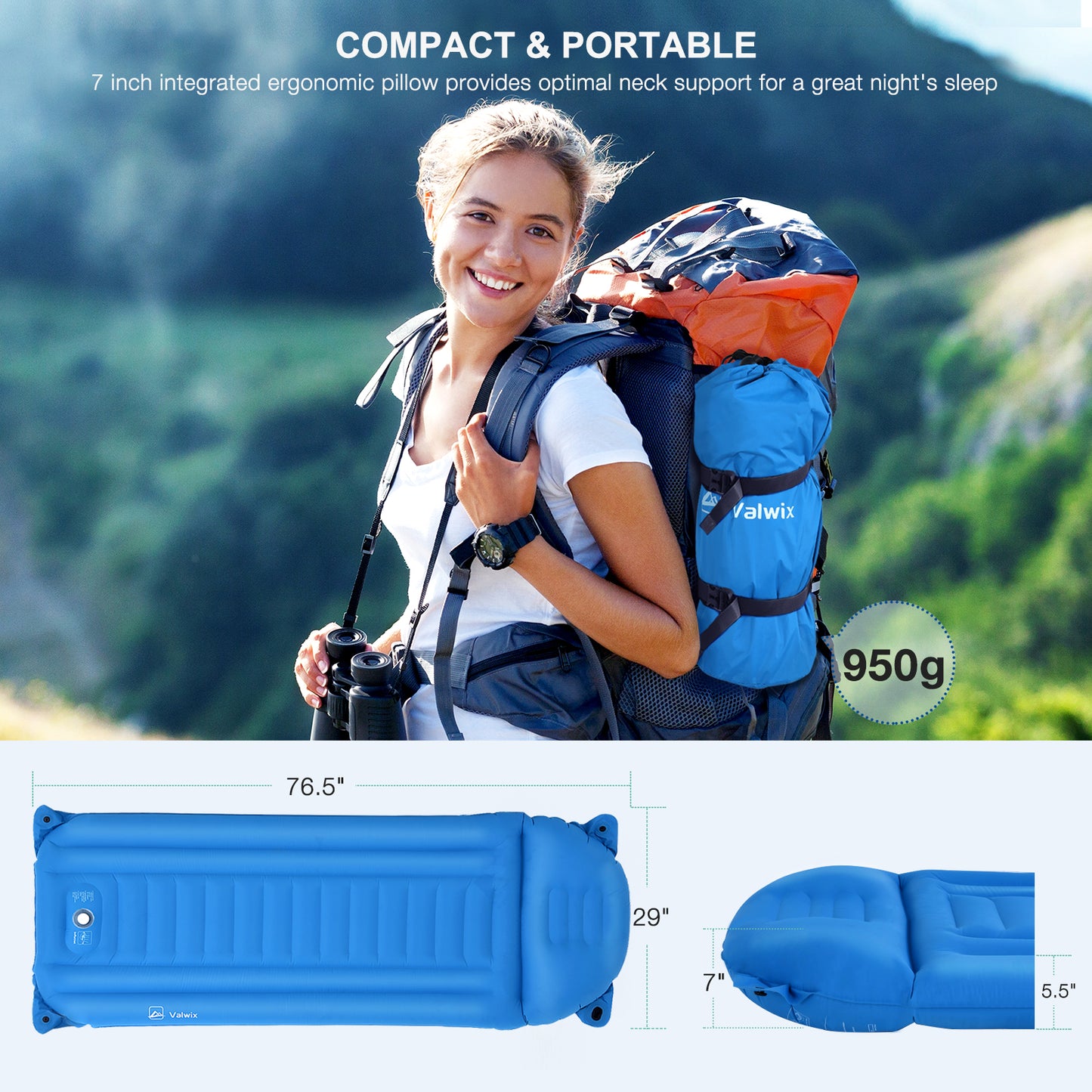76.5'' X 29'' Self-Inflating Sleeping Pad
