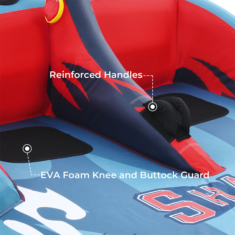 OXYGIE Inflatable Towable Booster Tube for 2 Riders, 2 Ways Use, 340 lbs Capacity for Surfing, Float for Adults, Red/Blue