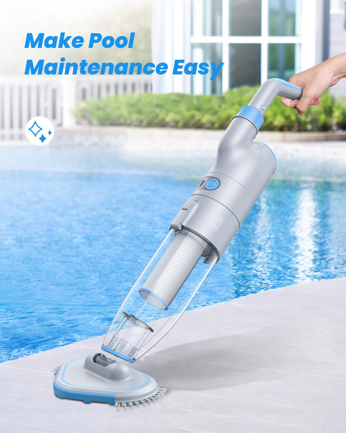 OXYGIE Handheld Pool Vacuum for Swimming Pool Cleaning, Adjustable Speed Mode, Telescopic Rod Pool Blaster