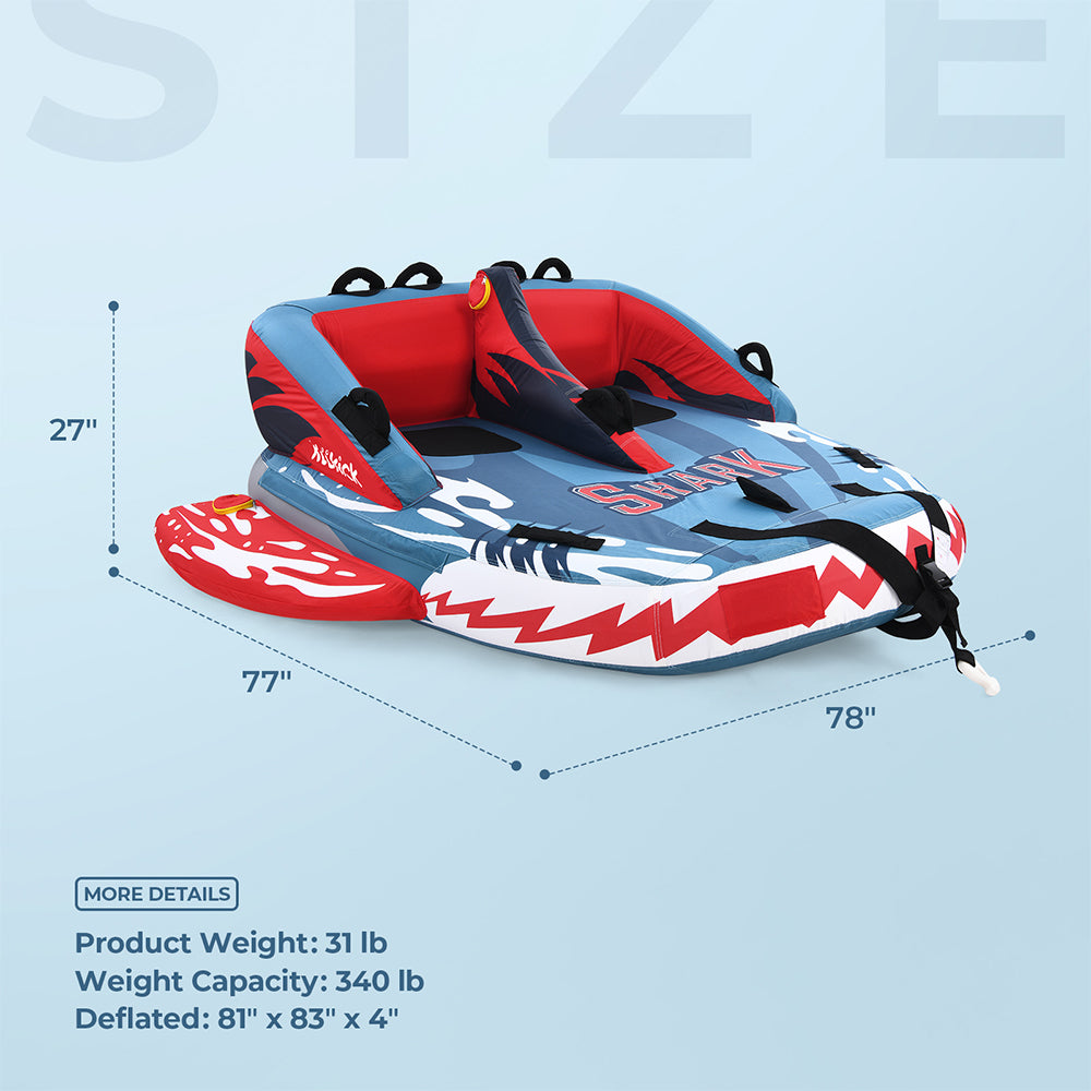 OXYGIE Towable Tube for Boating, 2/3 Person Towable Tube with 340 lbs Capacity, Waterskiing Towables for Adults Surfing