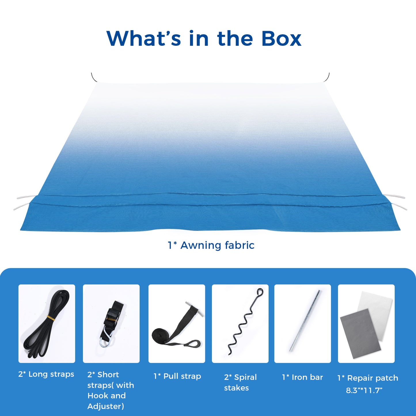 OXYGIE 14 x 8.5 ft RV Awning Blue