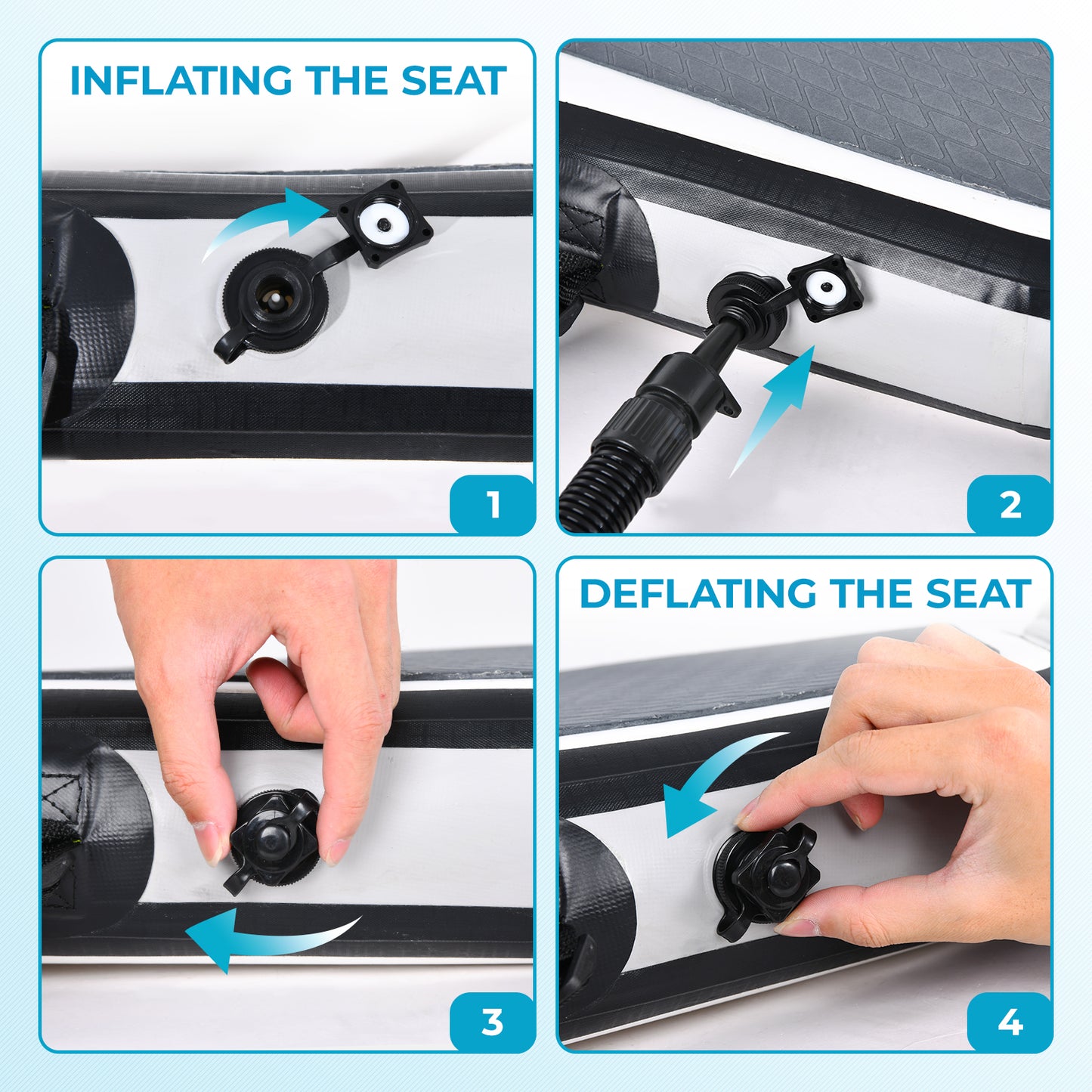 OXYGIE Inflatable Kayak/Boat Seat with Back Support, Adjustable Seat for Sit on Top Kayaks, Compatible for Stand up Paddle Board