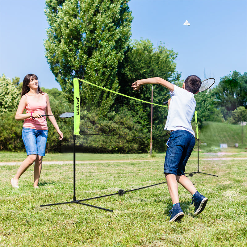 Volleyball & Badminton 17 ft Durable Combo Set with Adjustable Aluminum Pole