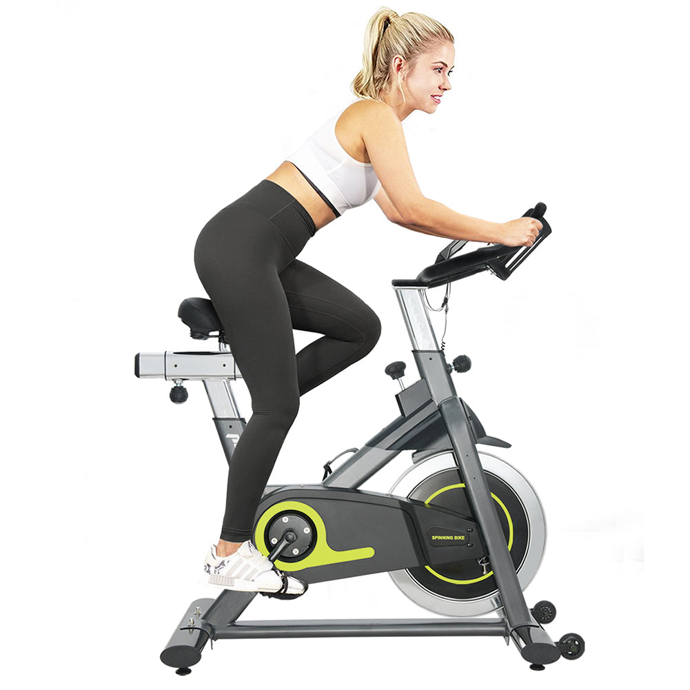 Magnetic Indoor Stationary Cycling Exercise Bike with Adjustable Magnetic Resistance Belt Drive Bicycle and Comfortable Seat