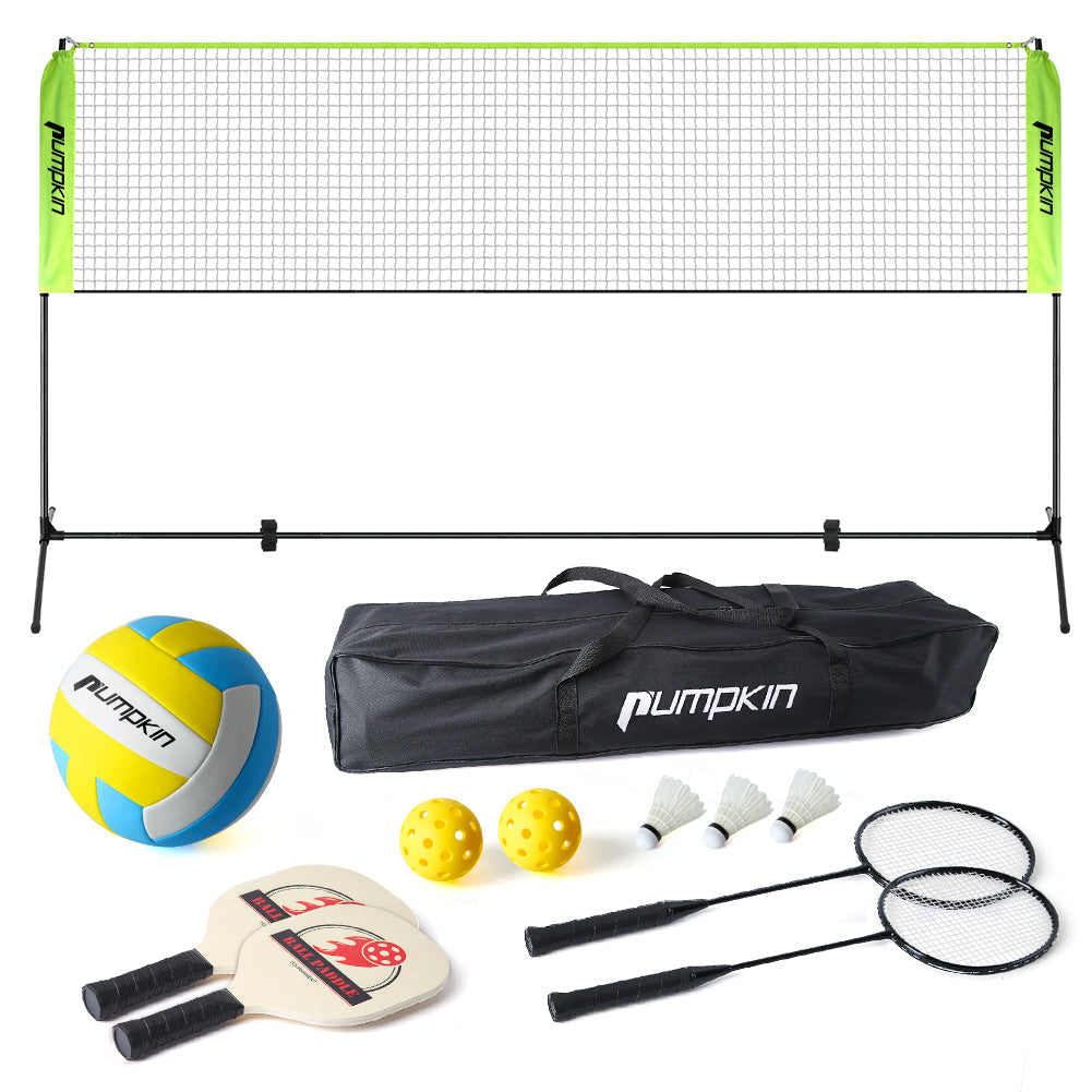 Volleyball & Badminton 17 ft Durable Combo Set with Adjustable Aluminum Pole