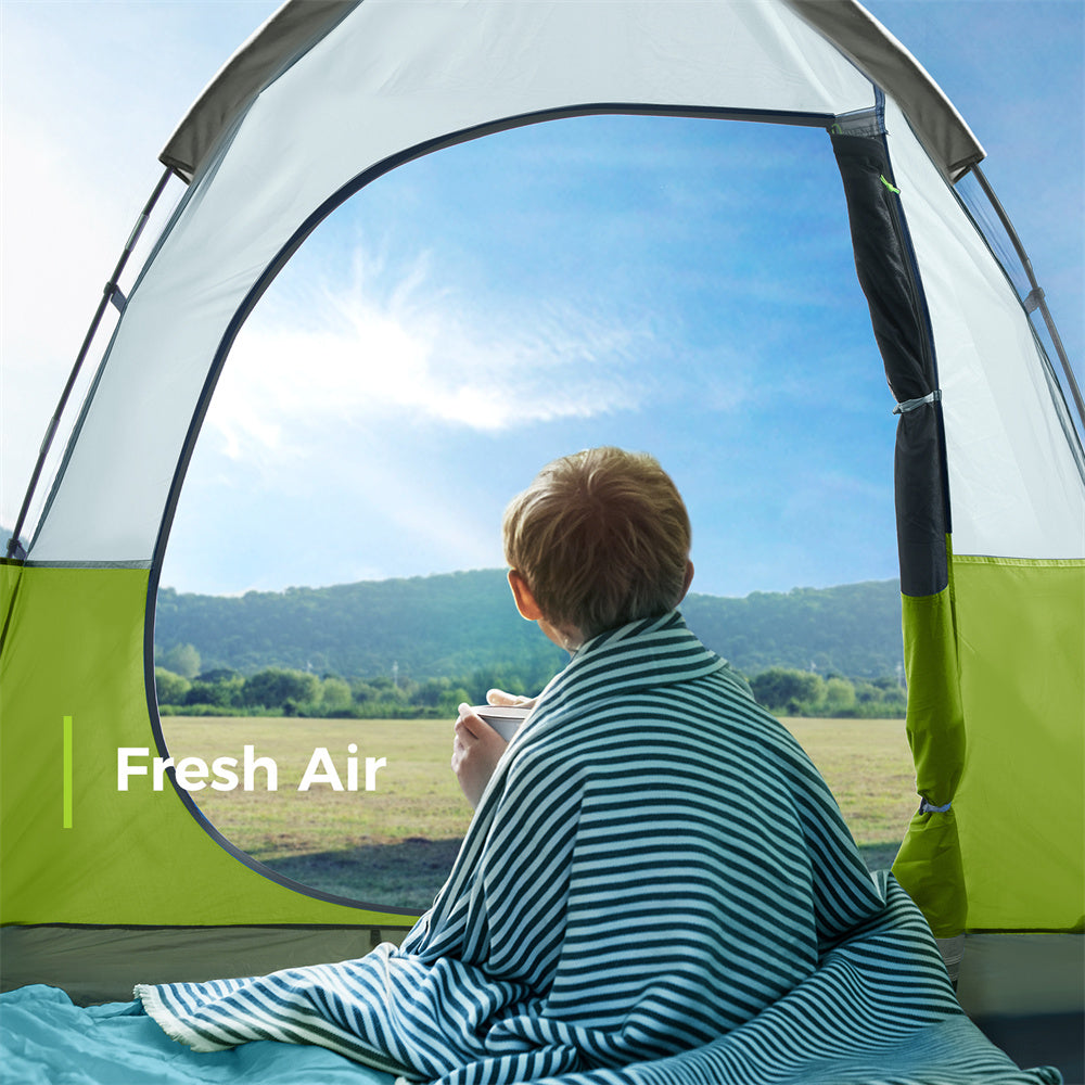 OXYGIE 8.2 x 6.9 x 5.2 ft Outdoor Camping Tent with Mesh Door for 6 Peson, Green