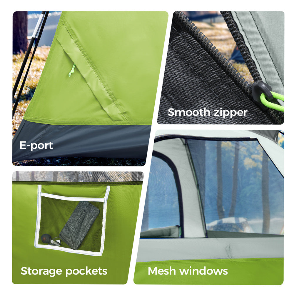 OXYGIE 8.2 x 6.9 x 5.2 ft Outdoor Camping Tent with Mesh Door for 6 Peson, Green
