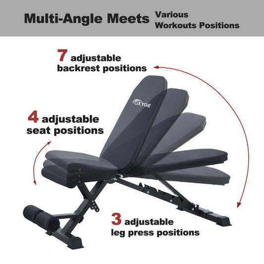 Adjustable Incline Dumbbell Press, Foldable Workout Bench Sit Up Incline, Multi-Purpose Bench, Training Bench for Home Gym Foldable Flat/Incline/Decline Bench Press for Full Body Dumbbell Workout