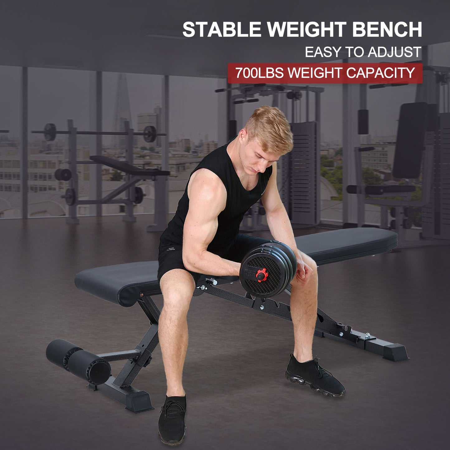 Adjustable Incline Dumbbell Press, Foldable Workout Bench Sit Up Incline, Multi-Purpose Bench, Training Bench for Home Gym Foldable Flat/Incline/Decline Bench Press for Full Body Dumbbell Workout