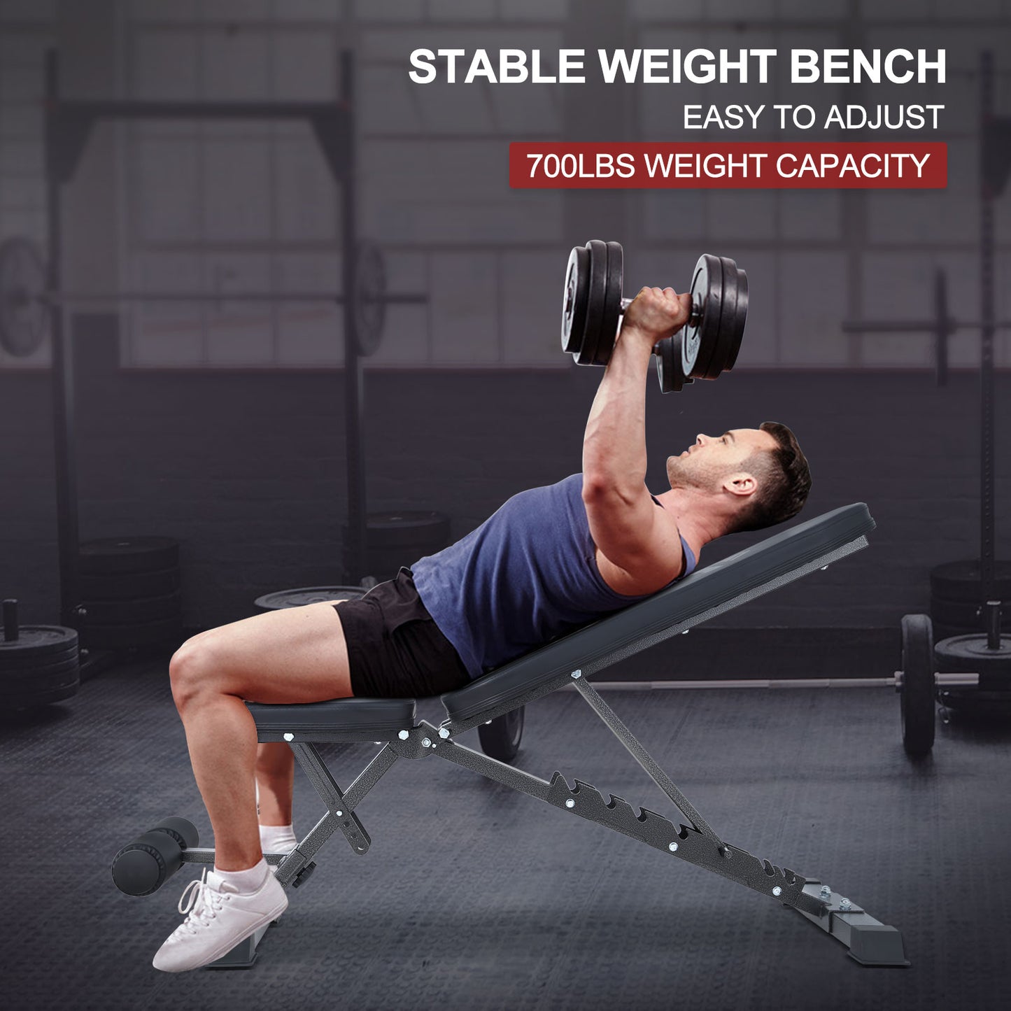 Adjustable Incline Dumbbell Press, Foldable Workout Bench Sit Up Incline, Multi-Purpose Bench, Training Bench for Home Gym Foldable Flat/Incline/Decline Bench Press for Full Body Dumbbell Workout