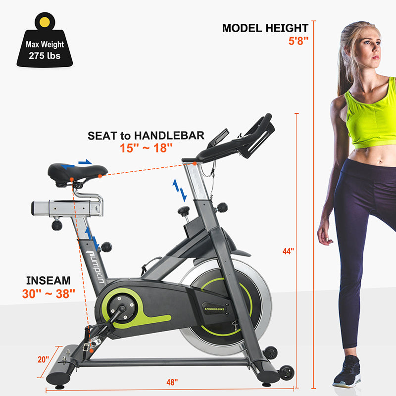 Magnetic Indoor Stationary Cycling Exercise Bike with Adjustable Magnetic Resistance Belt Drive Bicycle and Comfortable Seat