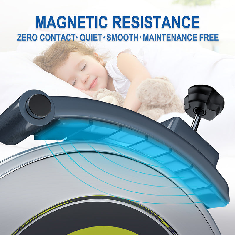 Magnetic Indoor Stationary Cycling Exercise Bike with Adjustable Magnetic Resistance Belt Drive Bicycle and Comfortable Seat