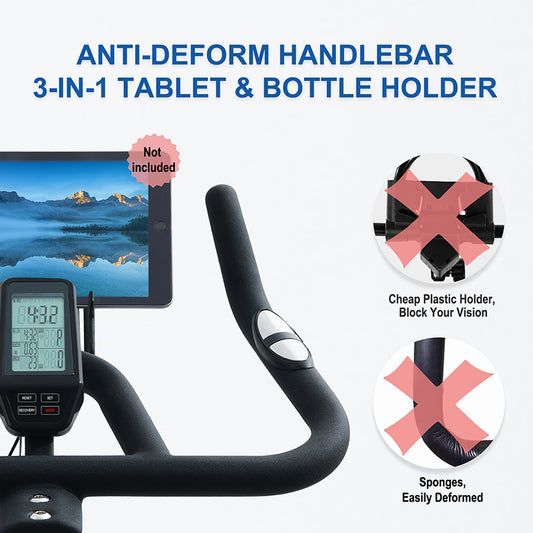 Magnetic Indoor Stationary Cycling Exercise Bike with Adjustable Magnetic Resistance Belt Drive Bicycle and Comfortable Seat