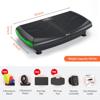 4D Curved Surface Triple Motor Vibration Platform Plate Whole Body Vibration Machine with Anti-slip Mat and Wrist Remote Control