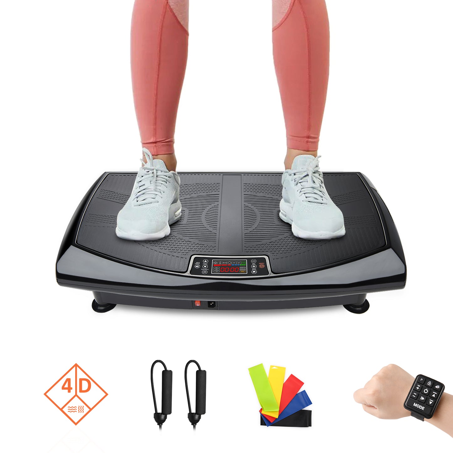 4D Curved Surface Triple Motor Vibration Platform Plate Whole Body Vibration Machine with Anti-slip Mat and Wrist Remote Control