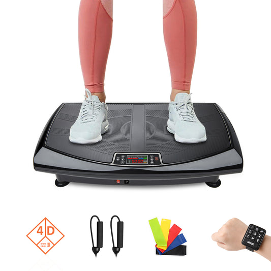 4D Curved Surface Triple Motor Vibration Platform Plate Whole Body Vibration Machine with Anti-slip Mat and Wrist Remote Control