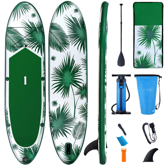 Inflatable Paddle Board, SUP with Air Pump, Repair Kit, Bag, Green (11 x 32 x 6 in)