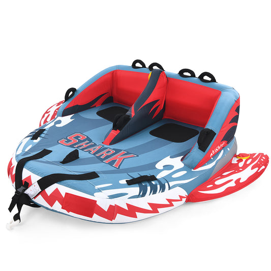 OXYGIE Inflatable Towable Booster Tube for 2 Riders, 2 Ways Use, 340 lbs Capacity for Surfing, Float for Adults, Red/Blue