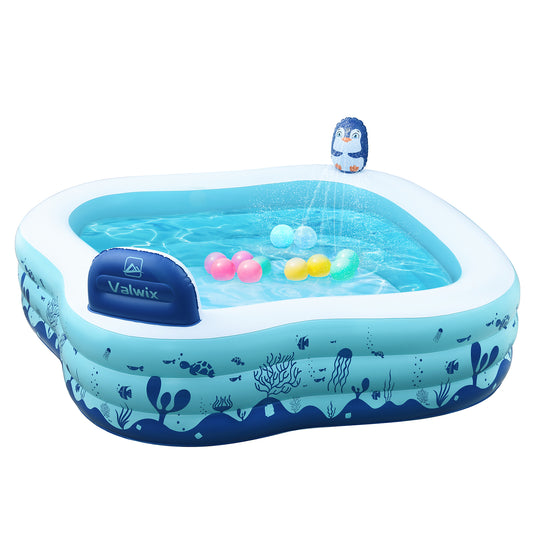 97" x 90" x 30" Inflatable Pool, Family Full-Size Blow up Pools with Backrest and Seat, Lounge&nbsp; Pool for Kiddie, Adult, Infant, Toddlers, Indoor, Outdoor, Garden, Backyard, Water Party