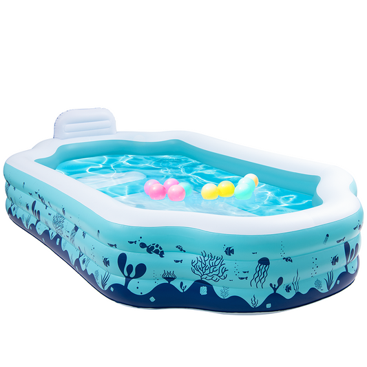 Inflatable Swimming Pool, 122" X 71" X 20" Full-Sized Family Blow up Pool for Kids, Adults, Inflatable above Ground Pool with Seat and Backrest