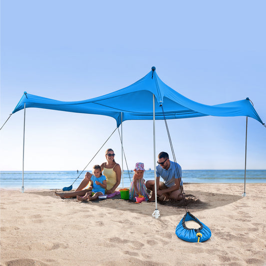 OXYGIE 10x10 ft Beach Canopy with 6 Sandbags, Stable Pop up Tent for Outdoor, Royal Blue