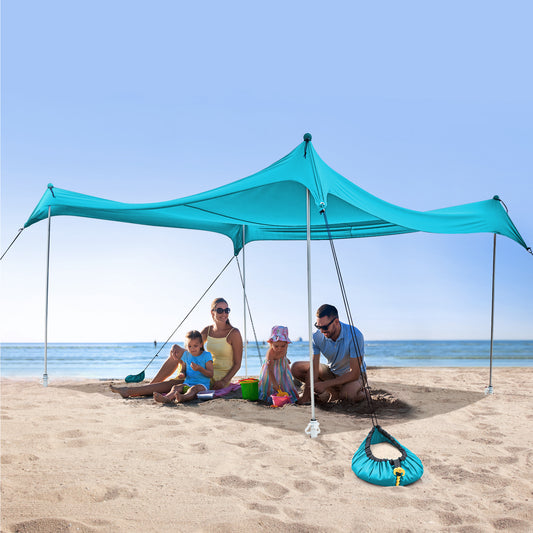 OXYGIE 10x10 ft Beach Canopy with 6 sandbags, Stable pop up tent for Outdoor,  Blue