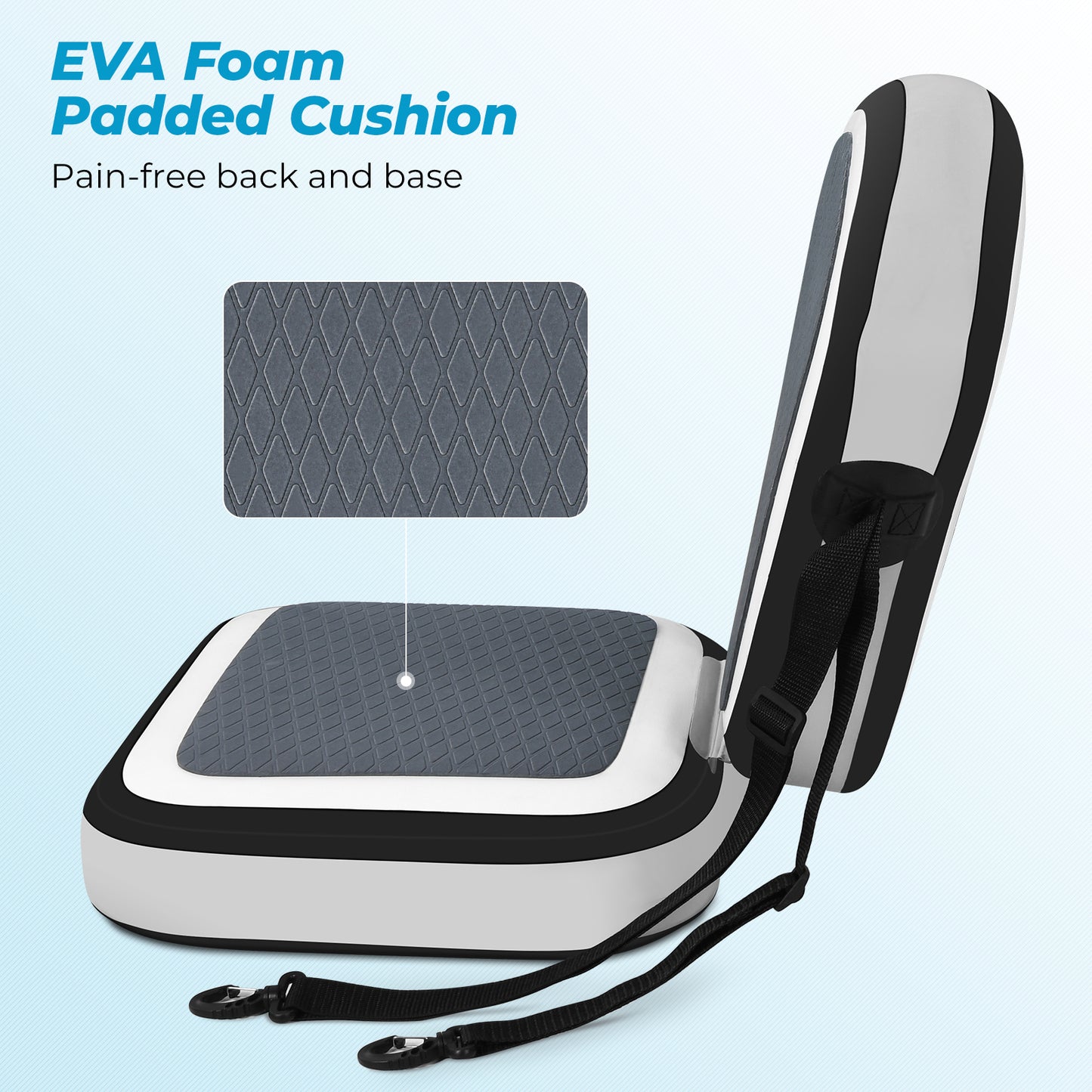 OXYGIE Inflatable Kayak/Boat Seat with Back Support, Adjustable Seat for Sit on Top Kayaks, Compatible for Stand up Paddle Board