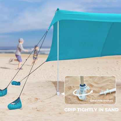OXYGIE 10x10 ft Beach Canopy with 6 sandbags, Stable pop up tent for Outdoor,  Blue