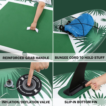 Inflatable Paddle Board, SUP with Air Pump, Repair Kit, Bag, Green (11 x 32 x 6 in)