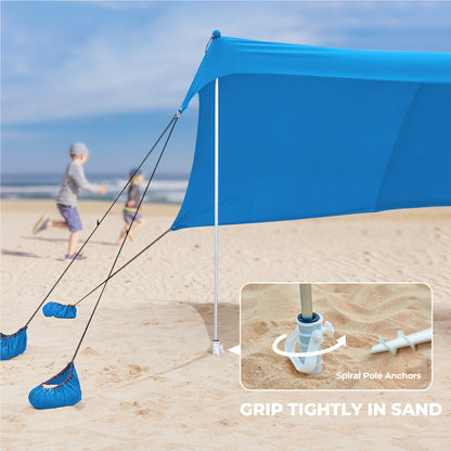 OXYGIE 10x10 ft Beach Canopy with 6 Sandbags, Stable Pop up Tent for Outdoor, Royal Blue