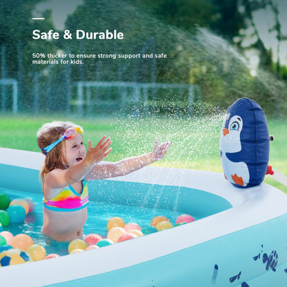 97" x 90" x 30" Inflatable Pool, Family Full-Size Blow up Pools with Backrest and Seat, Lounge&nbsp; Pool for Kiddie, Adult, Infant, Toddlers, Indoor, Outdoor, Garden, Backyard, Water Party