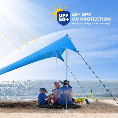 OXYGIE 10x10 ft Beach Canopy with 6 Sandbags, Stable Pop up Tent for Outdoor, Royal Blue